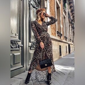 Drama Leopard Print Wrap Dress New w Tags